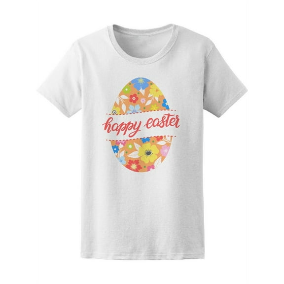 Happy Easter Cute Floral Egg T-Shirt Women -Image by Shutterstock, Female Medium