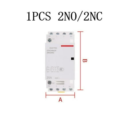 

BCLONG 1PCS 2 Pole 4 Pole 25 Amp NO/NC/NO+NC ACContactor Normally Open DIN Rail