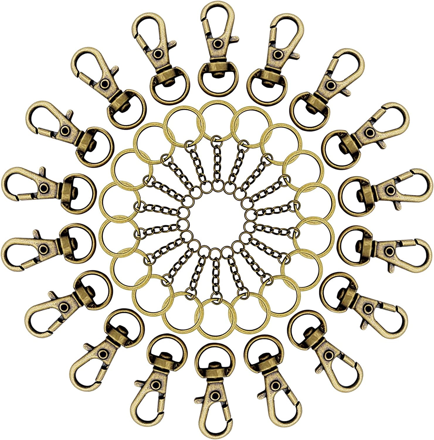 5pairs Set Metal Swivel Lanyard Snap Hook With Key Rings Hooks