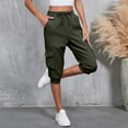 thumbnail image 2 of Womens Capri Pants,Capri Pants for Women Summer Solid Color Capri Joggers with Pockets High Wasit Drawstring Casual Capris, 2 of 9