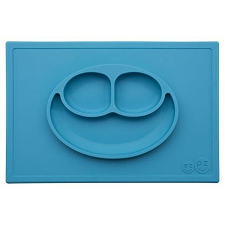 

ezpz Happy Mat - One-piece silicone placemat + plate (Blue).