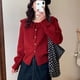thumbnail image 3 of Suéter con cordones y cuello de muñeca de estilo suave de estilo coreano para mujer, nuevo estilo de primavera y otoño, cárdigan de punto de tamaño pequeño que reduce la edad, 3 of 4