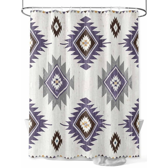 Shower Curtain Purple Boho Aztec Bathroom Curtains with Hooks, Waterproof Fabric Southwest Tribal Style Bath Shower Curtains Set for Bathroom Bathtubs Decor 36x72 Inch