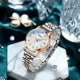 thumbnail image 3 of Women's Sapphire Watches Automatic Mechanical Gold Bracelet Ladies Skeleton Wrist Watch, 3 of 7