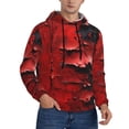 thumbnail image 2 of Wukai Abstract Red Textured Canvas Print Men Hoodies Fleece Sweatshirts Long Sleeve Sweaters Pullover Fall Outfits Winter Clothes-Large, 2 of 7