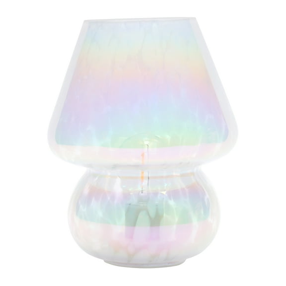 Urban Shop 8" Iridescent Glass Mushroom Table Lamp, Battery-Powered
