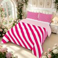 thumbnail image 2 of Manfei Contemporary Grid Queen Comforter Set,Modern Stripes Comforter Sets Queen,Red Pink White,Pink Reversible,3-Piece,1 Comforter and 2 Pillowcases,3-Piece,1 Comforter and 2 Pillowcases, 2 of 7