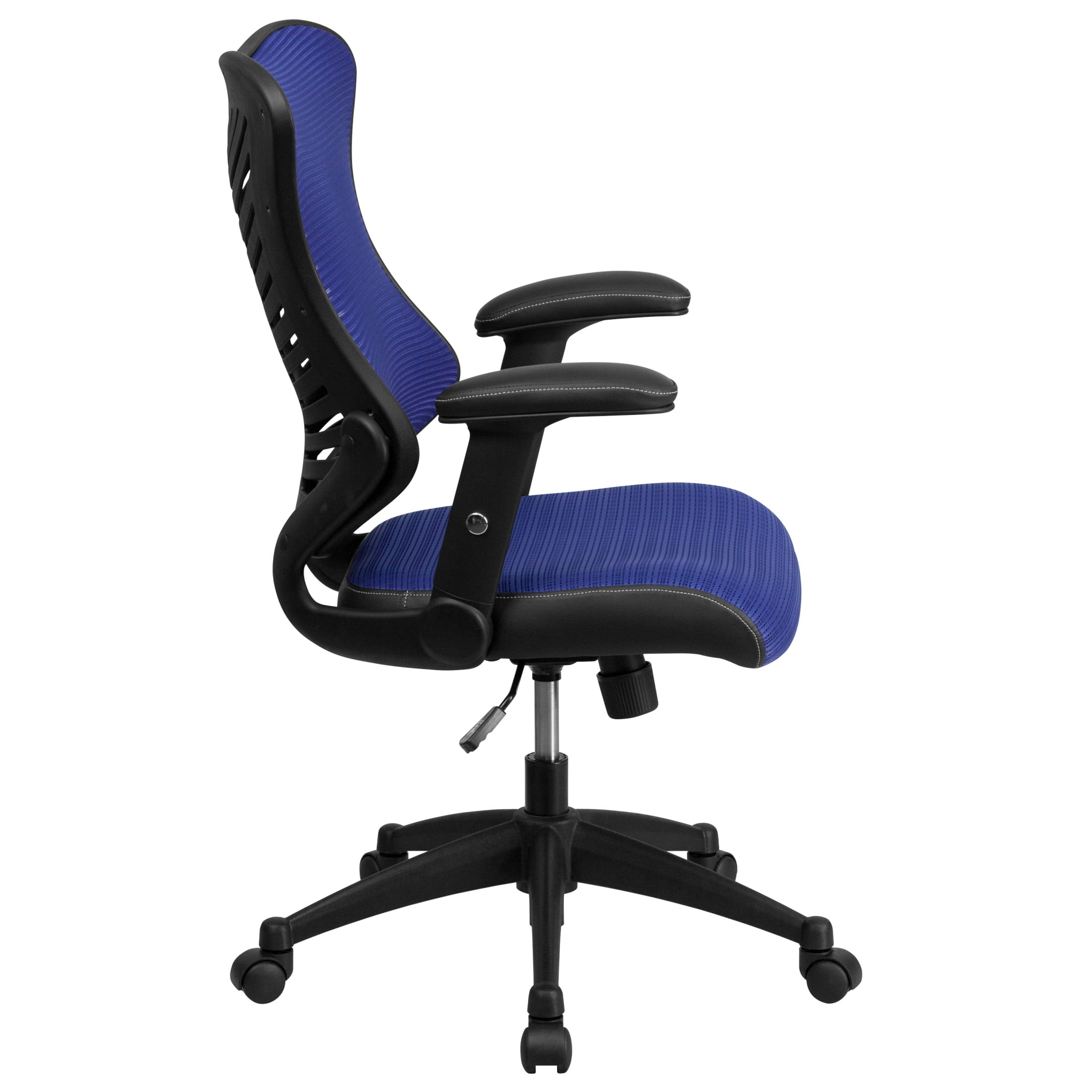 Emma + Oliver High Back Designer Blue Mesh Executive Ergonomic Office Chair with Arms
