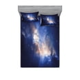 thumbnail image 2 of Ambesonne Galaxy Fitted Sheet & Pillow Sham Set, Immense Space Hole View, Twin, Navy Blue, 2 of 3