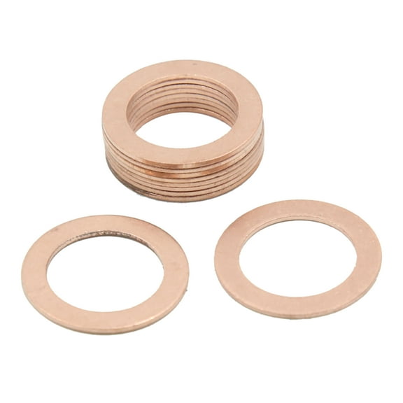 17mm Inner Dia Copper Washers Flat Car Sealing Gaskets Plate Rings 10pcs
