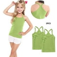 thumbnail image 2 of ZACPNCV 2 Pack Girls Tank Top Solid Sleeveless Undershirts Cami Scoop Neck Undershirts Soft Dance Tank Tops for Toddler Green 2-3 Years, 2 of 7