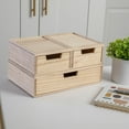 thumbnail image 3 of Martha Stewart Weston Stackable Light Natural Paulownia Wood Boxes with Drawers, Office Desktop Organizers, Set of 3, 3 of 10