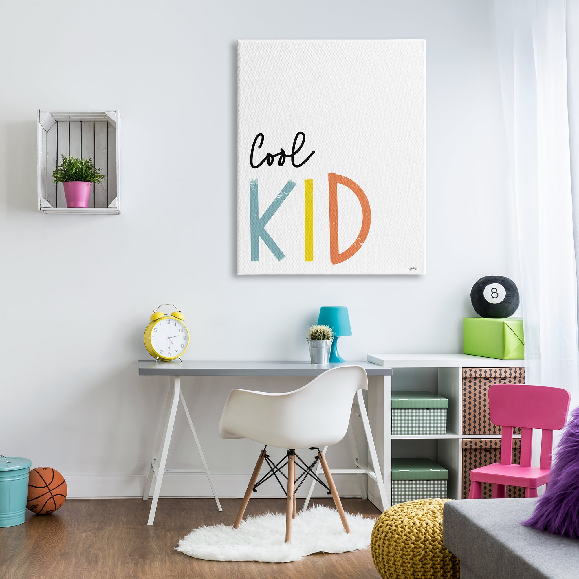 Stupell Indtries Cool Kid Text Minimal Red Yellow Blue Typography,36 x 48,Design by Elizabeth Medley