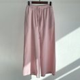 thumbnail image 3 of Women's Cotton Linen Pants Drawstring Elastic Waist Side Pockets High Rise Casual Loose Trousers Pants, 3 of 3