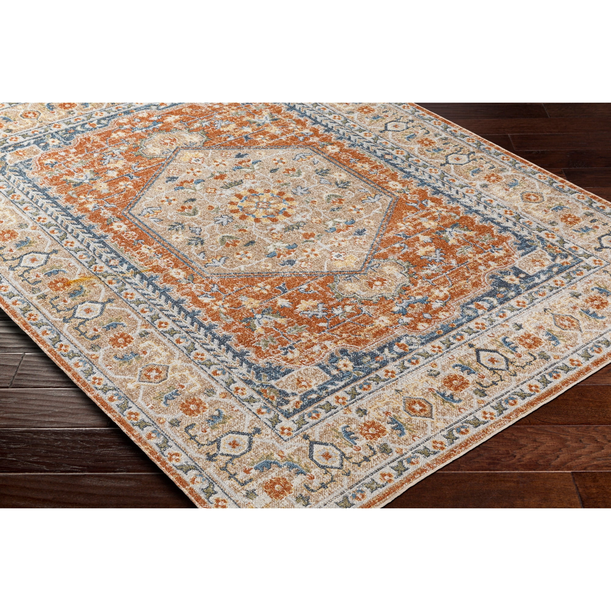 Artistic Weavers  Sky Blue/Light brown 2' x 3'  Machine Washable Rectangle Area Rug