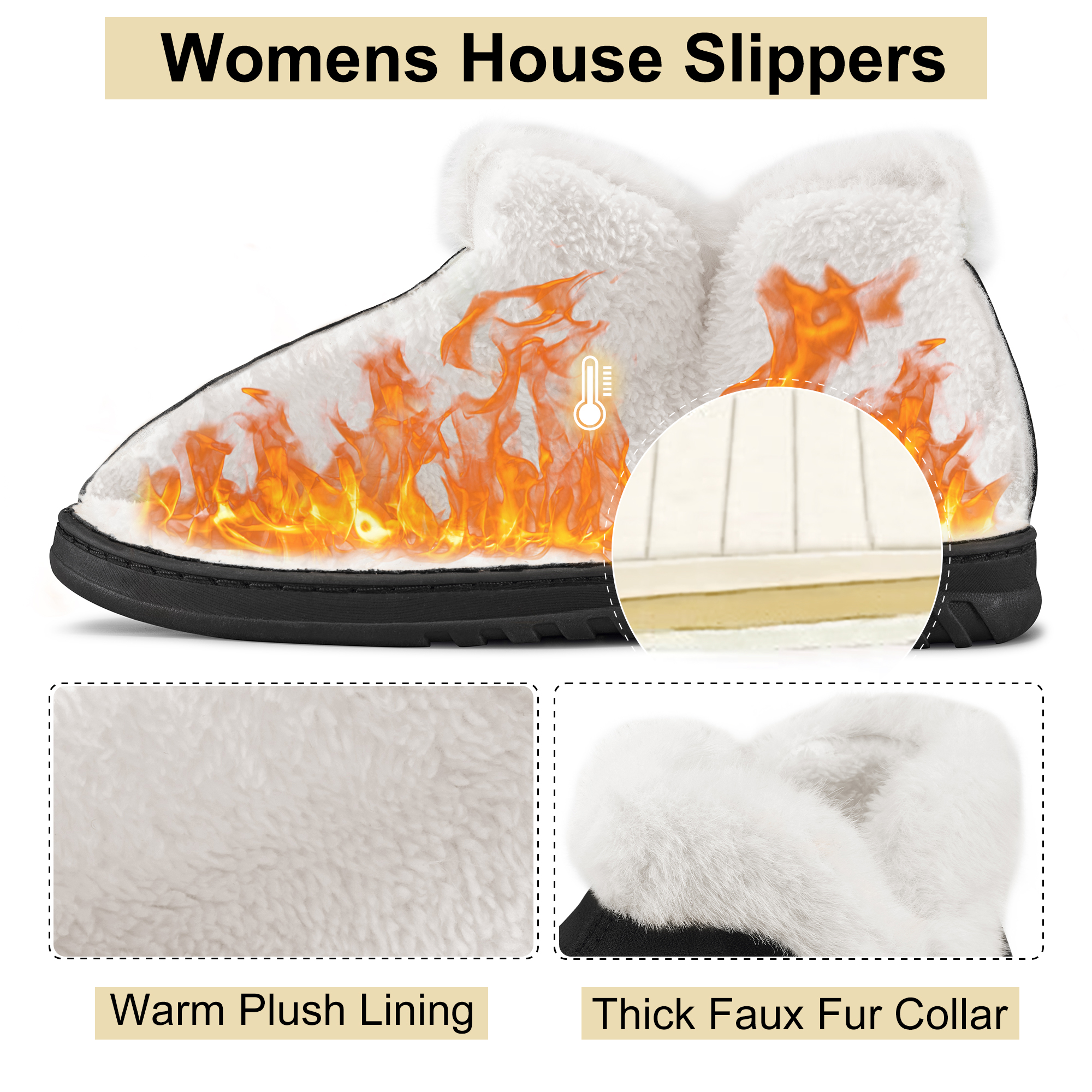 Ecetana Women's Suede House Slippers with Faux Fur Collar photo 4