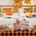 thumbnail image 6 of Thanksgiving Fall Tablecloth, Harvest Pumpkin Square Table Cloth, Farmhouse Holiday Checkered Table Cover for Party Picnic Dinner Decor Orange 60 x 60 Inch, 6 of 6