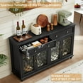 thumbnail image 4 of 59" Modern Buffet Cabinet with 2 Drawers and 4 Glass Doors, Large Sideboard Kitchen Storage Cabinets Coffee Bar Cabinet for Living Room Dining Room, Black, 4 of 8