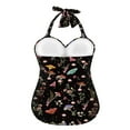 thumbnail image 2 of FKELYI Retro Mushroom Butterfly Grass Print One Piece Bikini Swimsuits with 2 Pcs Soft Pad Strappy Swimwear Tummy Control Bathing Suits Cosy Monokini for Ladies Beach Party, S, 2 of 6