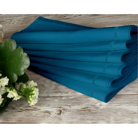 

Hemstitch Cloth Dinner Table Napkins for Homes Restaurant Bar Café Events Dinner Parties (Set of 12 17 inch x 17 inch)-Teal by Lushomes