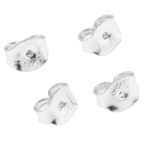 Paquete De 4 Piezas De Metal De Plata De Ley 925 5,5 Mm Tope De Seguridad Para Pendientes-Plata Zulema Pendientes