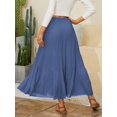 thumbnail image 5 of Women's Chiffon Elastic High Waist Pleated A-Line Flared Maxi Skirts, 5 of 5