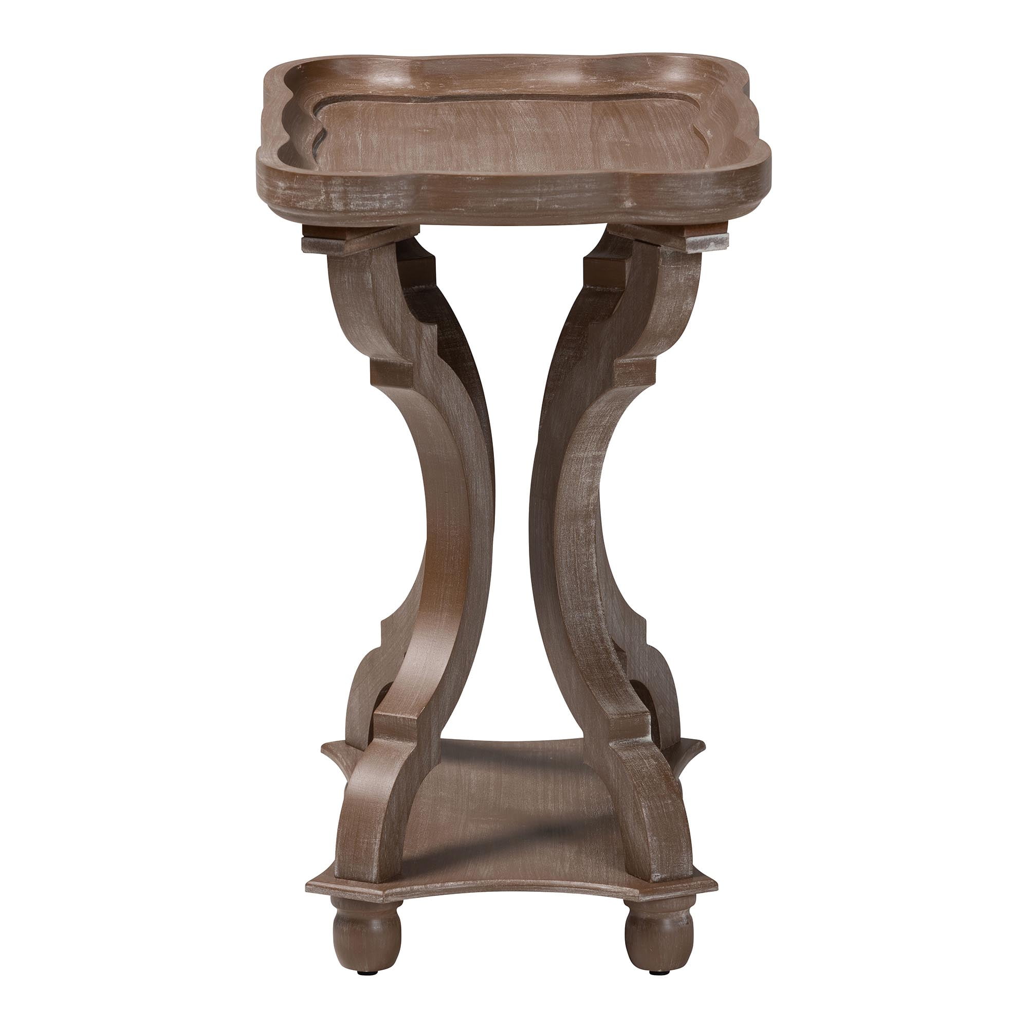 Baxton Studio Yannick French Country End Table, Antique Brown