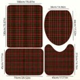 thumbnail image 3 of Christmas Bathroom Decor Set with Waterproof Polyester Shower Curtain, Bath Mat, U-Shaped Toilet Rug, and Seat Cover in Red Plaid, 3 of 8