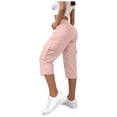 thumbnail image 3 of NordicNest Elastic Waist Cargo Capris for Women, High Waist Capri Pants for Women with Pockets, Casual Summer Capris Pink XXL, 3 of 5