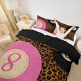 thumbnail image 2 of Castle Fairy Leopard Print Billiards Duvet Cover Queen, Sport Theme Queen Bedding, Pink Brown Black,Black Reversible,3-Piece,1 Duvet Cover and 2 Pillowcases, 2 of 6