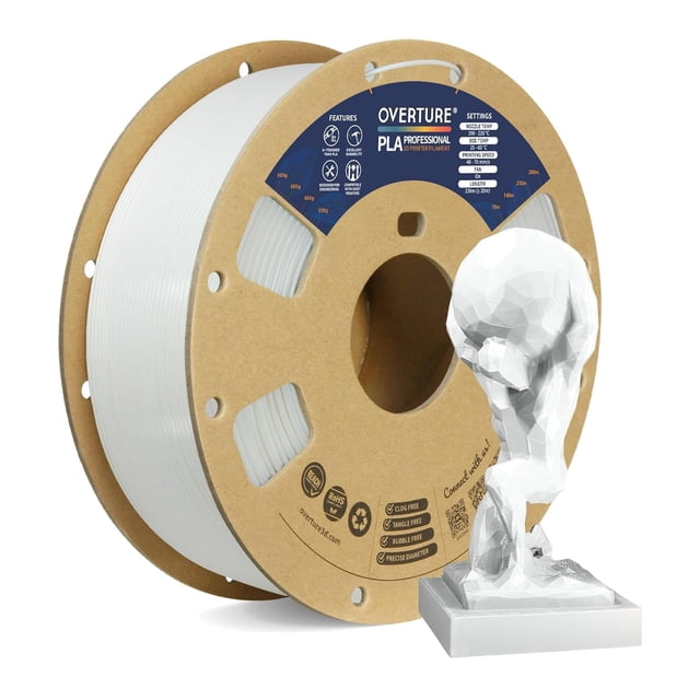 Filamento para impresora 3D OVERTURE PLA Plus, 1,75 mm, 1 kg (blanco)