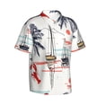thumbnail image 2 of Summer Beach Palm Trees And Lobsters Men's 3d Print Casual Button Down Shirts, Novelty Hawaiian Short Sleeves L, 2 of 8