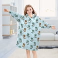 thumbnail image 4 of Wearable Blanket Hoodie for Kids Office Dinosaur Flannel Hooded Blanket with Pockets and Sleeves Suitable for Boys and Girls, 4 of 7