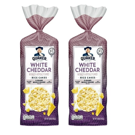 ( 2 Pack )  Quaker Rice Cakes, White Cheddar, Gluten Free, 5.5 oz Bag