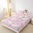 thumbnail image 5 of Feelyou Dreamy White Swan Twin Sheet Sets for Kids, Kawaii Princess Bowknot Twin Fitted Sheet, Cartoon Animal Flat Sheet, Super Cozy Room Decor, 3 Pieces, 5 of 8
