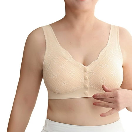 XJDJHC Womens Bras Middle Age And Elderly Ladies Cool Summer Seamless And Steel Rimless Oversized Tank Top Style Bra Underwear Classic