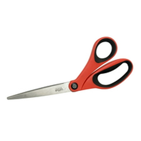 School Smart Stainless Steel Blade Bent Scissors, Pointed Tip, Soft Grip, 8