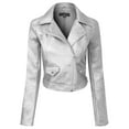 thumbnail image 5 of MixMatchy Women's Faux Leather Long Sleeve Zipper Closure Moto Biker Short Coat Jacket, 5 of 7