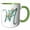 Green/White, variant on 3drose, Green Boho Lily Monogram Initial M, 11oz Mug