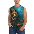 thumbnail image 2 of Lsque Elegant Butterfly And Flowers Print Men's Cotton Blend Sleeveless Muscle Shirts (S-3XL)- Moisture Wicking, Odor Protection, UPF 30+,Small, 2 of 8