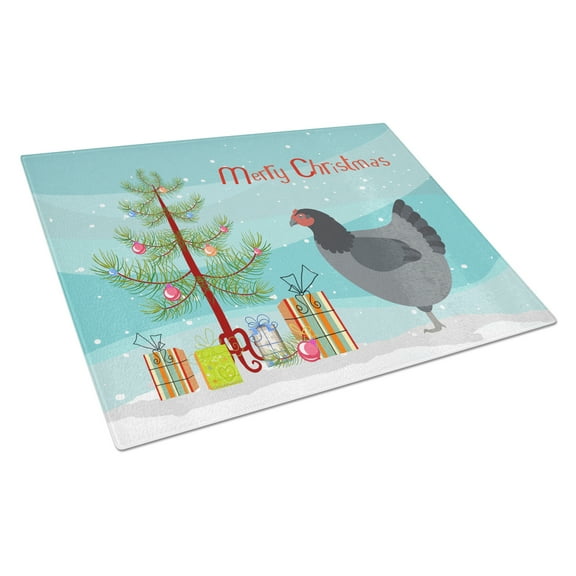Carolines Treasures Jersey Giant Chicken Christmas Glass Cutting Board Large Teal 12H x 16W multicolor