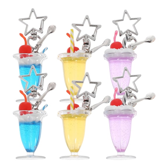 FOLOYORI PVC Ice Cream Cup Keychain Yellow 6Pcs