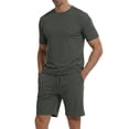 thumbnail image 2 of LANBAOSI Mens Pajama Set Summer Ribbed Knit Lounge Short Set 2-Piece Breathable Soft Sleepwear Set Size L, 2 of 8