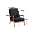 thumbnail image 3 of Lounge Armchair, Modern Accent Chair Leisure Chair with Solid Wood Frame and Thicken Cushion Seat, High Back Chair with Armrest for Living Room, Black, 3 of 8