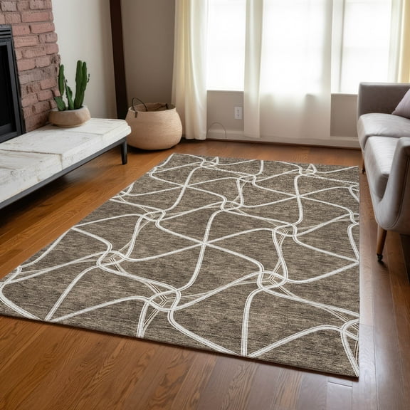 Addison Rugs Chantille Indoor/Outdoor Transitional Geometric Brown Washable Rectangle Rug, 5' x 7'6"