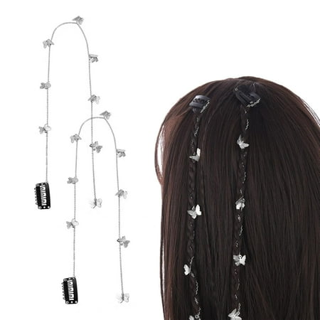 GZhLonKiMa 20Pieces Butterfly Hair Jewelry for Braids  Beautiful Hair Chain for Women and Girls  Typical Hair Extension Clasp  Back to School Gift Set (Gold and Silver)