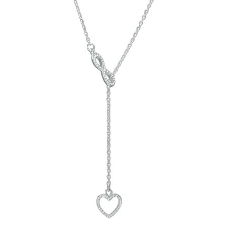 Pori Jewelers Sterling Silver Infinity and Heart Adjustable Y Necklace