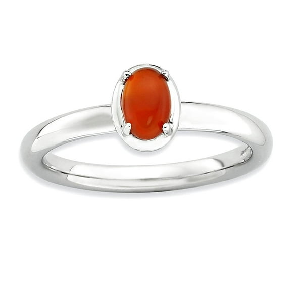 2.25mm 925 Sterling Silver Prong set Stackable Red Agate Polished Ring Size 5 Stackable Ring for Women