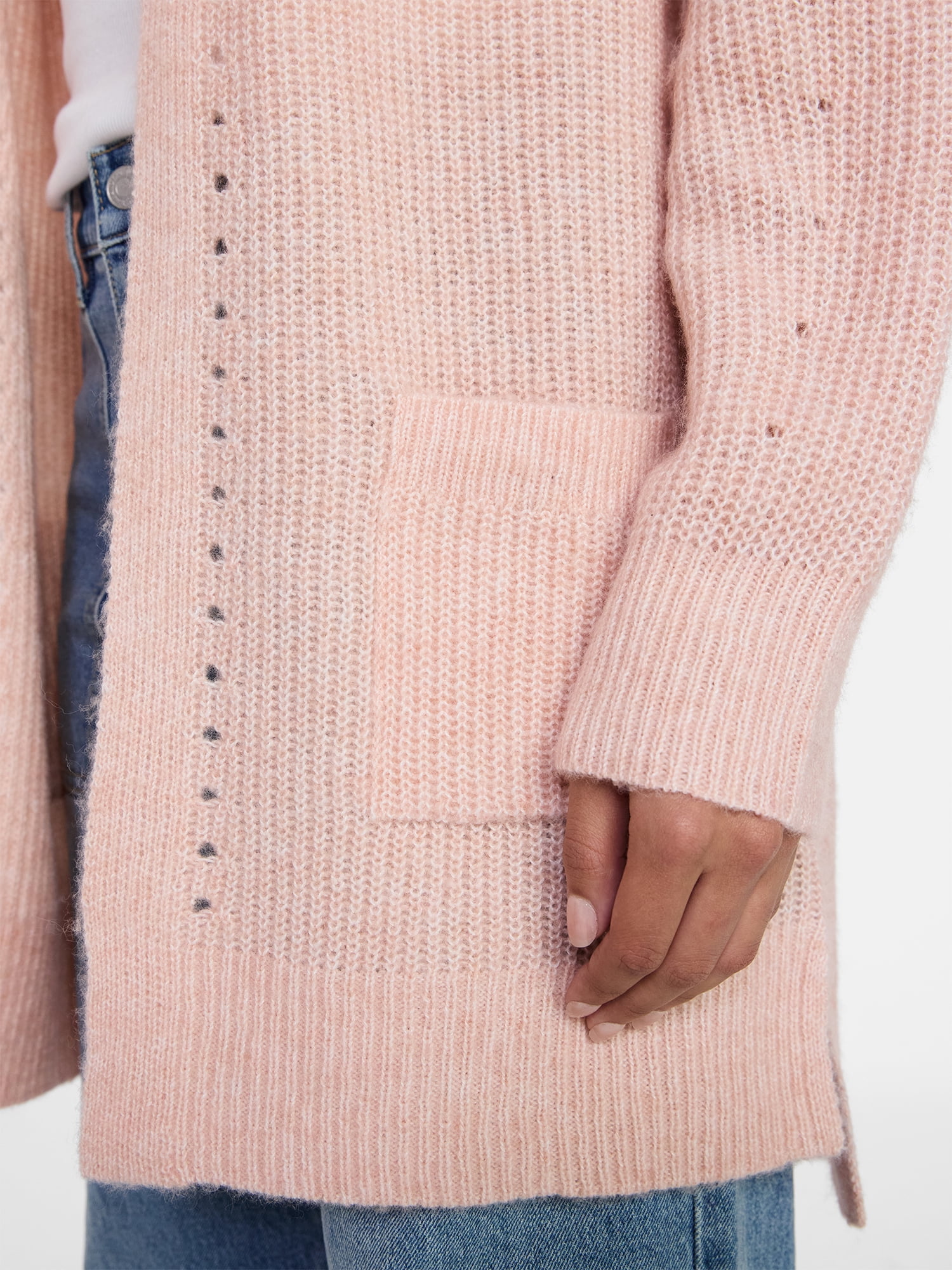 Time and Tru Women's Open Front Cardigan Sweater with Long Sleeves, Sizes XS-XXXL