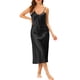 thumbnail image 2 of INSPIRAR CHIC Camisones largos de satén para mujer con escote en V, tirantes de espagueti, pijamas de lounge, vestido de seda 2XL negro, 2 of 6